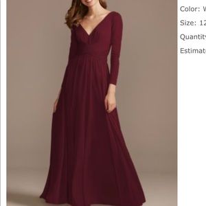 David’s Bridal Mesh Illusion Dress wine size 12